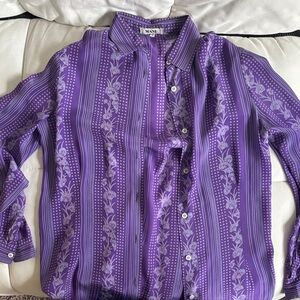 Purple Striped Button-Up Shirt Mani 42